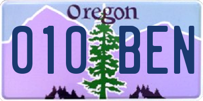 OR license plate 010BEN