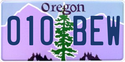 OR license plate 010BEW