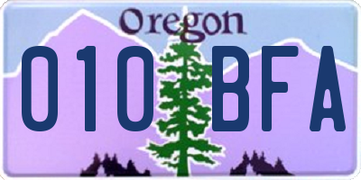 OR license plate 010BFA