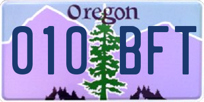 OR license plate 010BFT
