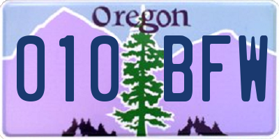 OR license plate 010BFW
