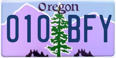 OR license plate 010BFY
