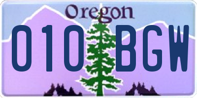 OR license plate 010BGW