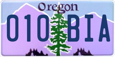 OR license plate 010BIA