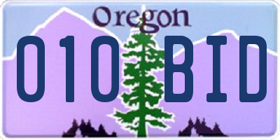 OR license plate 010BID