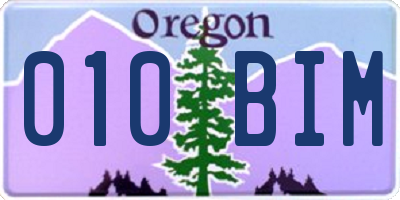 OR license plate 010BIM