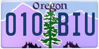 OR license plate 010BIU
