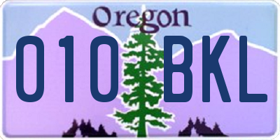 OR license plate 010BKL