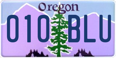 OR license plate 010BLU