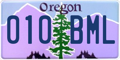 OR license plate 010BML