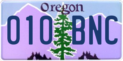 OR license plate 010BNC
