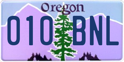 OR license plate 010BNL