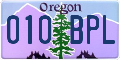 OR license plate 010BPL