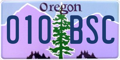 OR license plate 010BSC