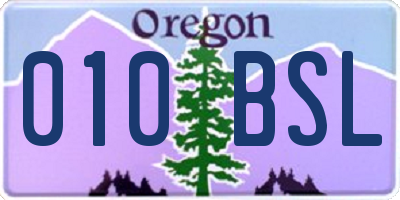 OR license plate 010BSL