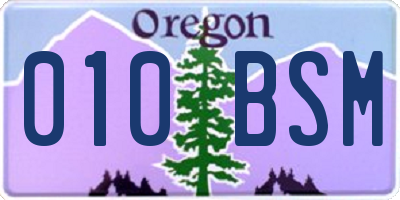 OR license plate 010BSM