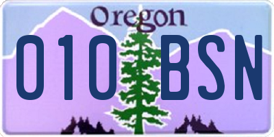 OR license plate 010BSN