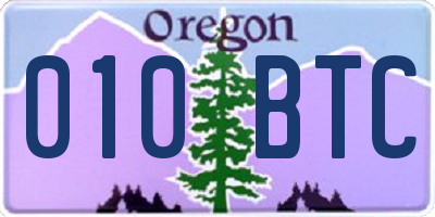 OR license plate 010BTC