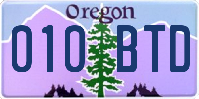 OR license plate 010BTD