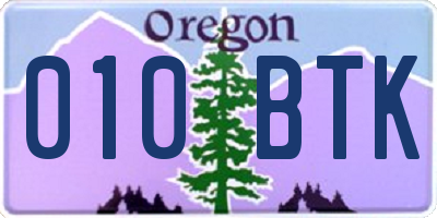 OR license plate 010BTK