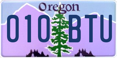 OR license plate 010BTU