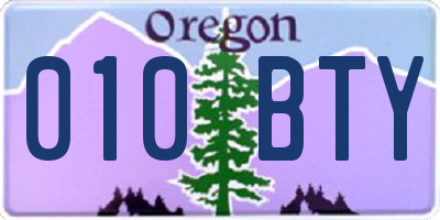 OR license plate 010BTY