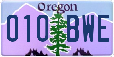 OR license plate 010BWE