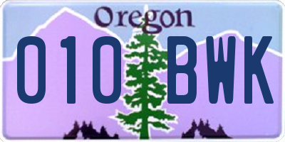 OR license plate 010BWK