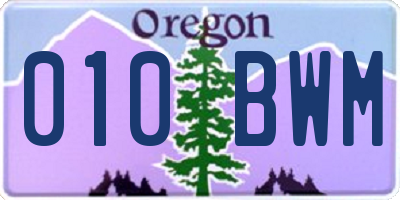 OR license plate 010BWM