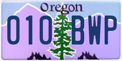 OR license plate 010BWP