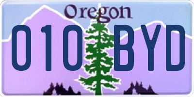 OR license plate 010BYD