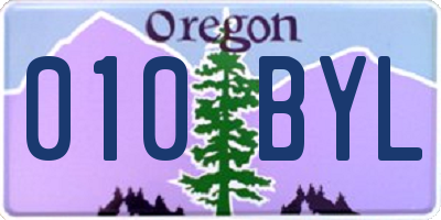 OR license plate 010BYL