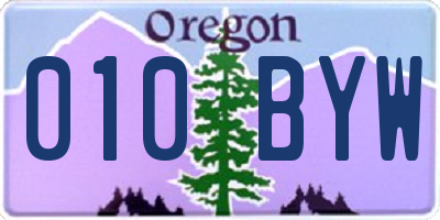 OR license plate 010BYW