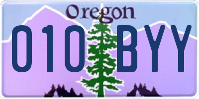 OR license plate 010BYY
