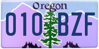 OR license plate 010BZF