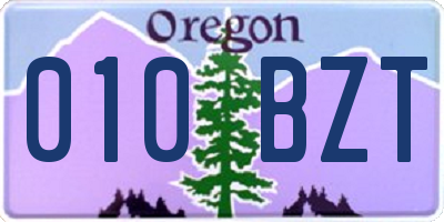 OR license plate 010BZT
