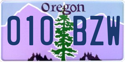 OR license plate 010BZW