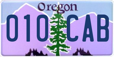 OR license plate 010CAB