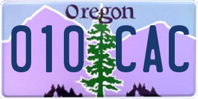 OR license plate 010CAC