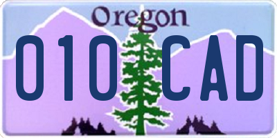 OR license plate 010CAD