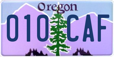 OR license plate 010CAF