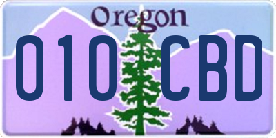 OR license plate 010CBD