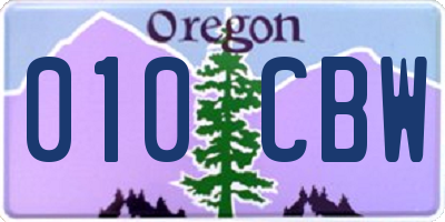 OR license plate 010CBW