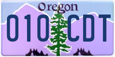 OR license plate 010CDT