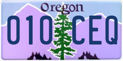 OR license plate 010CEQ