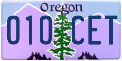 OR license plate 010CET