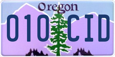 OR license plate 010CID