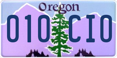 OR license plate 010CIO