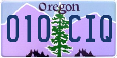 OR license plate 010CIQ