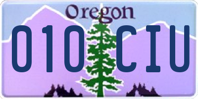 OR license plate 010CIU